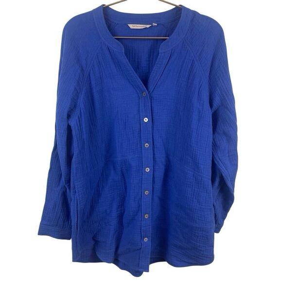Soft Surroundings‎ Cobalt Blue Cotton Gauze Tunic Top  Size M - Picture 1 of 7